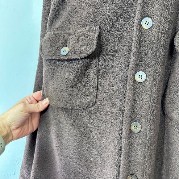 Vintage 90s Juneau Fleece Chore Jacket Size M Brown Button Up Utility Field - Picture 4 of 9